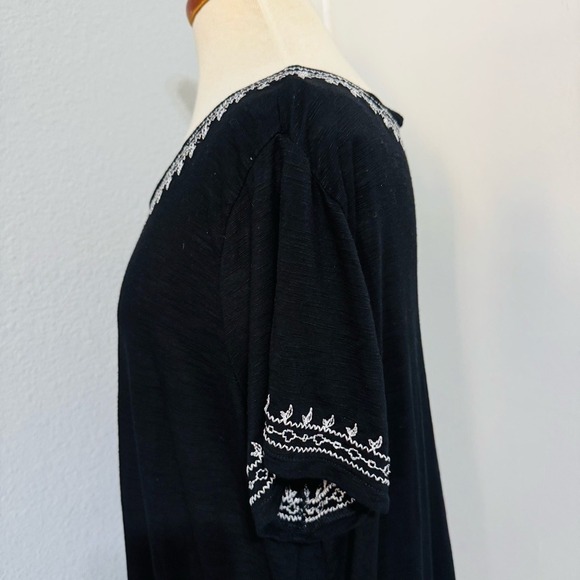 Rafaella Black Bohemian Embroidered Women's Relaxed Fit Lightweight Top Size XL‎ - Picture 9 of 17